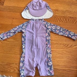 Baby girl bathing suit and hat